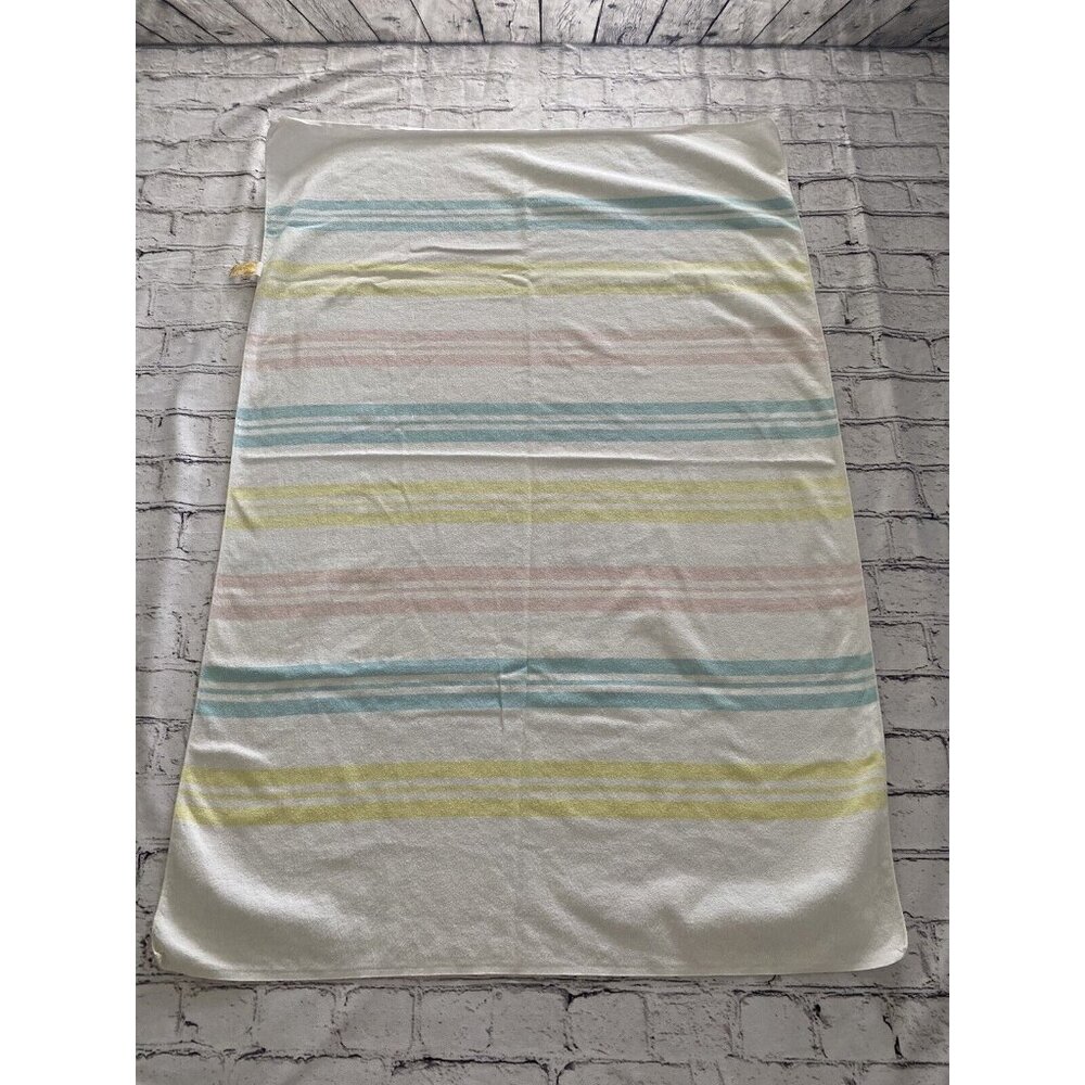 Vtg Baby Receiving Blanket Dundee 25X38 Stripes Pink Blue Nursery Swaddle 1970's - Picture 14 of 16